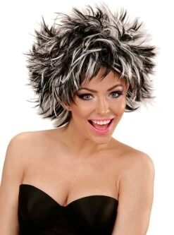 WIDMANN Jaren 80 Pruik Stacy Zwart Wit -Halloween Bevordering Winkel 80er jahre peruecke stacy schwarz weiss 2 1280x1280