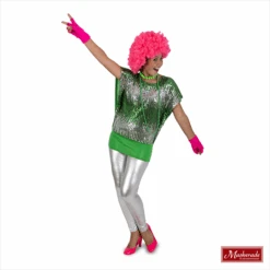 Zilveren Legging Met Groen Rokje En Zilvergroen Truitje