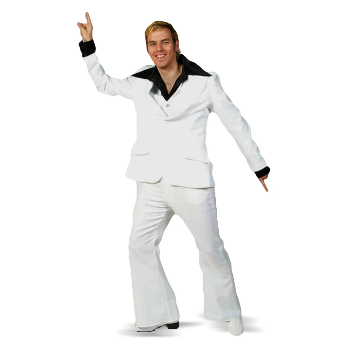 Wit Discopak Met Wijde Pijpen En Zwarte Blouse 3 Wit Discopak Met Wijde Pijpen En Zwarte Blouse