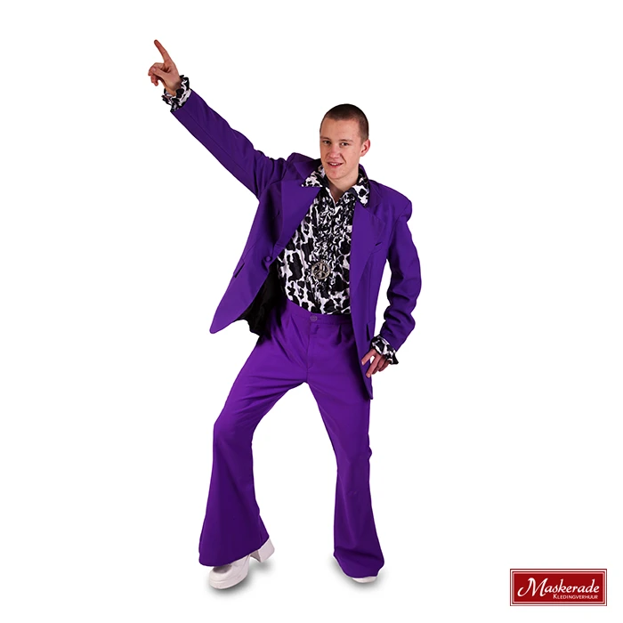 Paars Discokostuum Met Wijde Pijpen 3 Paars Discokostuum Met Wijde Pijpen