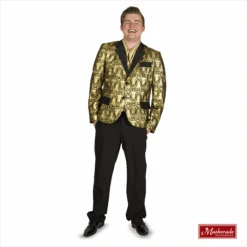 Gouden Jas En Blouse Met Zwarte Broek