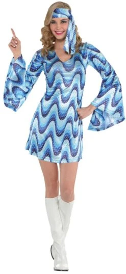 AMSCAN Blauwe 70s Partyfever Jurk