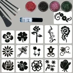 Bloemen Glittertattoo Set