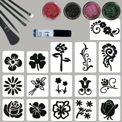 Bloemen Glittertattoo Set 3 Bloemen Glittertattoo Set