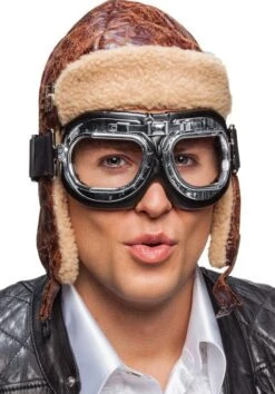 Vliegeniersbril Zwart-zilver Retro-look