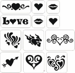 Hartjes Glittertattoo Sjablonenset
