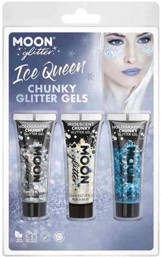 Ice Queen Chunky Glitter Gels Zilver Wit Blauw 3 Ice Queen Chunky Glitter Gels Zilver Wit Blauw