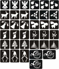 Kerst Glittertattoosjablonen Set