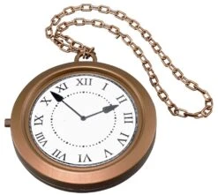 Medaillon Ketting Met Brons-gouden Horloge Hanger
