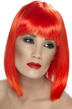 Smiffys Neon Rode Glamour Party Pruik
