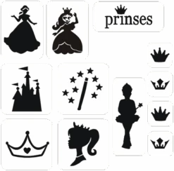 Prinses Glittertattoo Sjablonenset