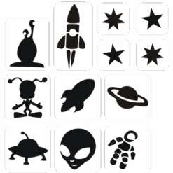 Ruimte Glittertattoo Sjablonenset