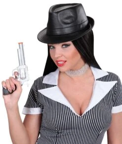 WIDMANN Zwarte Fedora Hoed In Lederlook -Halloween Bevordering Winkel schwarzer fedora hut in lederoptik 3 1280x1280