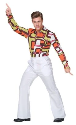 WIDMANN Jaren 70 Wijd Uitlopende Broek Voor Heren Wit