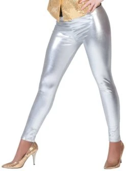 Zilveren Legging Voor Discoparty's