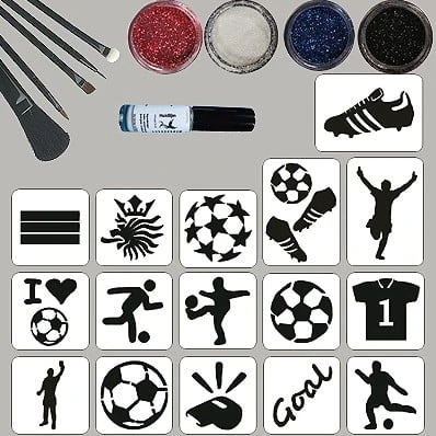 Voetbal Glittertattoo Set 3 Voetbal Glittertattoo Set